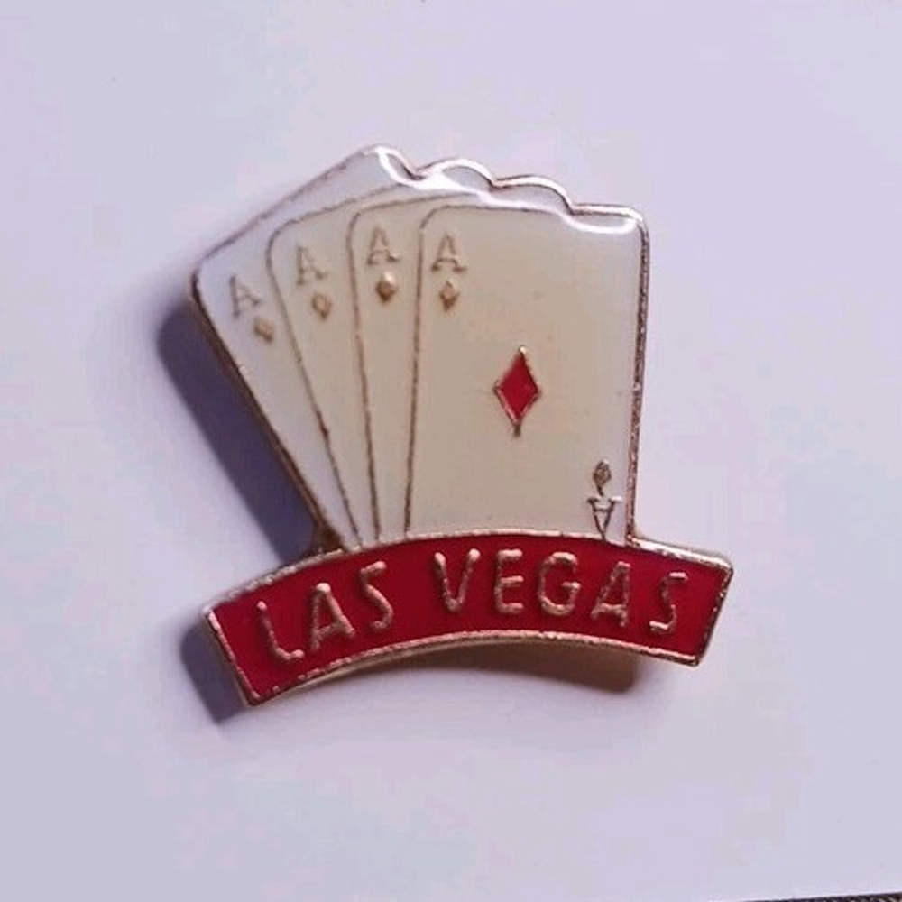 Vintage Las Vegas 4 Aces Playing Cards Enamel Lapel Pin